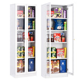 IRONMIX Modern Display Cabinet with Doors, Curio Cabinet with 4 Adjustable Shelves, 5-Tier Display Case, 71" Tall China Cabinet for Living Room, Tall Bookcase for Home Office (23.5 W, White) IRONMIX