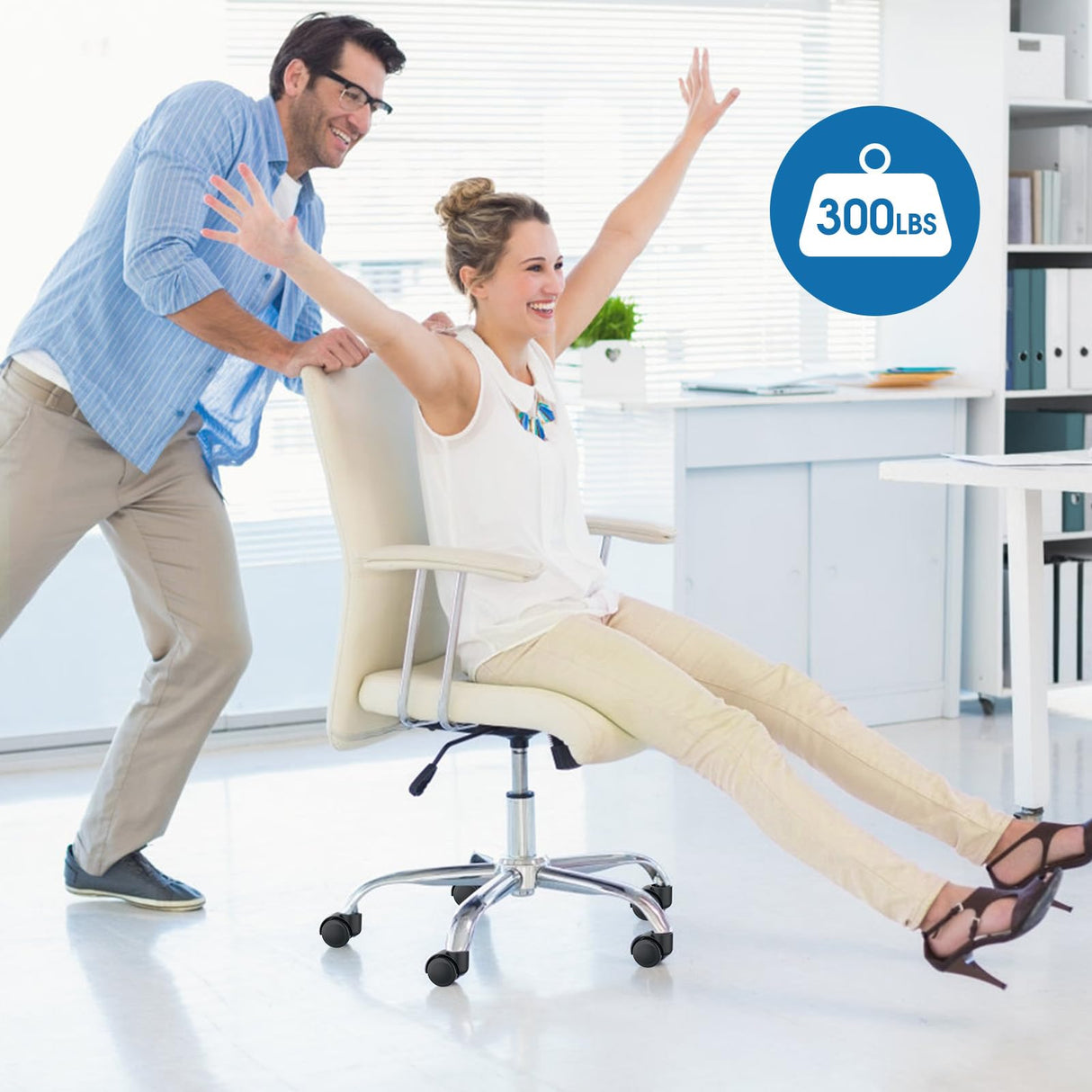 MaxGear 2" Office Chair Wheels Heavy Duty Replacement, Mute Rubber Rotating Desk Chair Caster Wheels, Safe for All Floors Including Hardwood, Universal Standard Stem Size Fits 99%, Set of 5 MaxGear