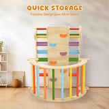 CoziBB Pikler Triangle Set, Montessori Toddler Climbing Toys Indoor, 5 in 1 Wooden Foldable Climbing Set with Arch Ramp, Triangle Climber, Pikler Triangle Gym Inside for Kids 2-4, Rainbow CoziBB