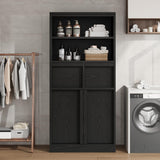 GarveeHome Tall Bathroom Cabinet, Floor Storage Cabinet with Doors & 2 Drawers, 51" H Tall Organizer Cabinet Freestanding for Bathroom, Living Room, Kitchen & Pantry (Black) GarveeHome
