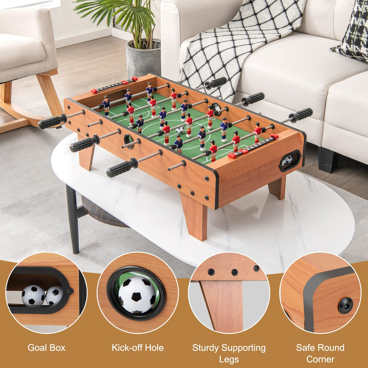 Giantex 27" Foosball Table, Easily Assemble Wooden Soccer Game Table Top w/Footballs, Indoor Table Soccer Set for Arcades, Game Room, Bars, Parties, Family Night Giantex