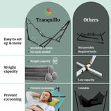 Tranquillo Double Hammock with Stand Included for 2 Persons/Foldable Hammock Stand 600 lbs Capacity Portable Case - Inhouse, Outdoor, Camping, Sky Tranquillo