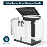 LHBGO Horizontal Storage Shed, Outdoor Resin Storage Shed 36 Cu. Ft. Garden Extra Large Capacity Weather Resistant Storage Box, Lockabl Waterproof Shed for Garbage Cans, Garden Tools, Light Gray LHBGO