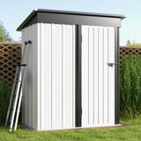 Patiowell 5x3 FT Outdoor Storage Shed, Garden Tool Shed with Sloping Roof and Lockable Door, Metal Shed for Backyard Garden Patio Lawn, White Patiowell