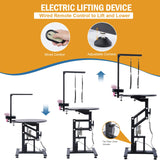 24" Electric Dog Grooming Table with Wired Remote Control, Professional Heavy Duty Pet Grooming Table for Dogs at Home, Adjustable Overhead Arm & Tool Organizer, Small Pet Grooming Station URBANVISTA