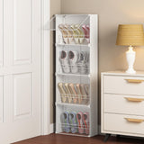 MAGINELS 4-Tier Slim Shoe Rack Organizer and Tall Storage for Closet,Hidden Thin Shoes Cabinet for Small Spaces,Narrow Shelves for Wall Behind Door,Entryway,White MAGINELS