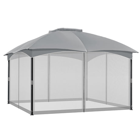 COWVIE Gazebo Replacement Netting Screen, 12' x 16' Universal Gazebo 4-Panel Mosquito Sidewalls with Double Zippers for Outdoor Patio (Only Netting) COWVIE