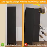 71" H Metal Armoire Wardrobe Closet, Adjustable Shelve, Clothes Drying Pole, Steel Wardrobe Cabinet for Bedroom (Black) Ckzbx