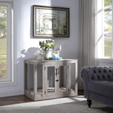 unipaws Large Dog Crate Furniture, Wooden Dog Kennel for Large Breed, Indoor Decorative Wood Dog Cage, Inside Side End Table Crate with Tray and Dog Bed, Dog Enclosure, for Dogs Up to 70 lbs unipaws