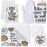 Ziliny 8 Pcs Heat Transfer Blank Sublimation Oven Mitts Set Include 2 Oven Gloves 2 Sublimation Hot Pads Pot Holders 2 Sublimation Blank Door Mat Blank Doormat 2 Sublimation Towels for Kitchen Ziliny