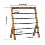 Emfogo Earring Holder Organizer, 6 Tier Earring Display Stand with 285 Holes & 6 Bracelet Rods, Rustic Wood Jewelry Organizer for Earring Bracelet Necklace Ring, Gifts for Women (Rustic) Emfogo