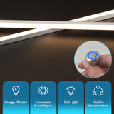 Art3d LED Recessed Lighting Kit - 6pcs Self-adhesive White LED Light with Smart Switch, 3000k Touching Switch Light for Wood Slat Wall Panels, Headboards, Stairs, Home decor, Under Cabinet Strip Light Art3d