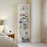 oneinmil Bookshelf 6-Tier Set of 2 Open Bookcase and Bookshelves Wooden Floor Standing Display Wide Storage Shelves Rack 71" Tall for Home Offices, Living Rooms, and Bedrooms, White oneinmil