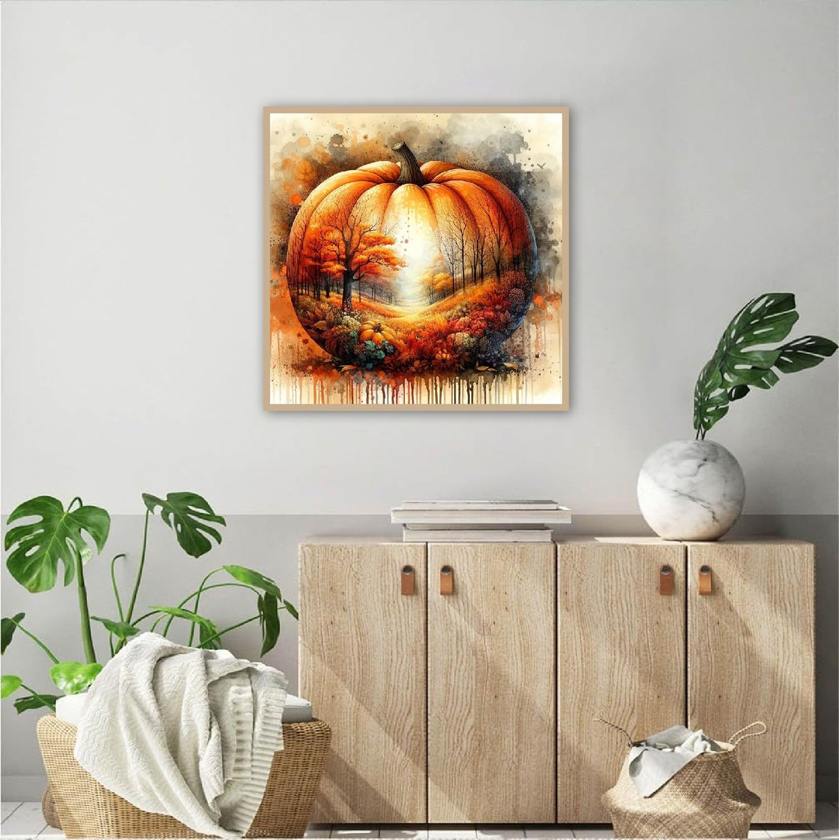 JFYHAB Pumpkin Diamond Painting Kits for Adults, 5D DIY Full Drill Fall Forest Diamond Dots Paintings with Diamonds Gem Art and Crafts for Adults Home Wall Decor, Crucifix 12x12in Autumn JFYHAB