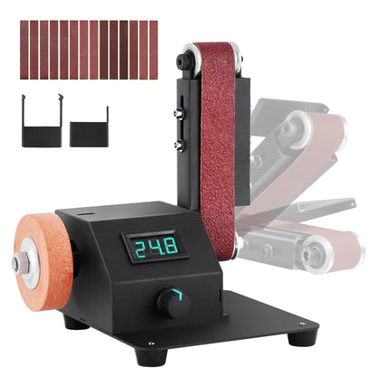 Mini Electric Belt Sander 1.2x15in Knife Sharpening Belt Sander Small Belt Sander for Knife Making Variable Speed with 15PCS Abrasive Belt for Wood - WoodArtSupply