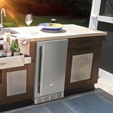 cureder 15 Inch Outdoor Refrigerator, Weather Proof Stainless Steel Beverage Beer Cooler Under Counter Fridge, Indoor/Outdoor Refrigerator with 3 Shelves for Patio Kitchen and Commercial Use cureder