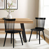 Bekrvio Windsor Chairs Set of 2, Black Farmhouse Spindle Back Dining Chairs with Wood Legs, Solid Wooden Armless Dining Room Chair for Kitchen Room, Living Room, Modern Mid-Century Country Style Bekrvio