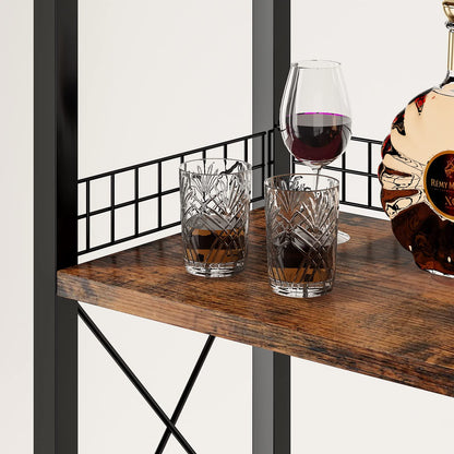 Homeiju Wine Rack Freestanding Floor, Bar Cabinet for Liquor and Glasses, 4-Tier bar Cabinet with Tabletop, Glass Holder, Storage Drawer and Wine Storage for Home Bar(Patent No.D1009580) - WoodArtSupply