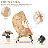 RADIATA Egg Chair with Footrest Outdoor Wicker Patio Egg Chairs with Ottoman for Indoor Bedroom Outside Porch Deck Backyard Garden (Beige) RADIATA