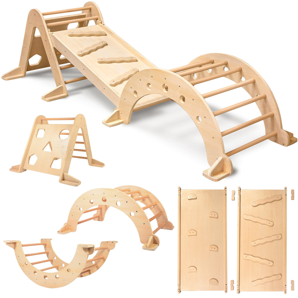 SPARK & WOW Activity Gym - 3-Piece Indoor Climber - Solid Wood - Gross Motor Activities for Infants and Toddlers SPARK & WOW