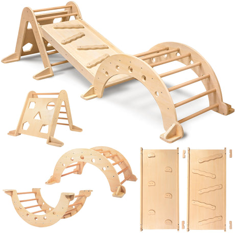 SPARK & WOW Activity Gym - 3-Piece Indoor Climber - Solid Wood - Gross Motor Activities for Infants and Toddlers SPARK & WOW