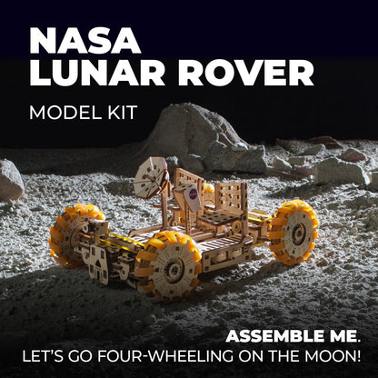 UGEARS NASA Lunar Rover Model Kit - 3D Wooden Mechanical Puzzles for Adults to Build - Space Gifts for Teen - NASA Official Space Model Kits