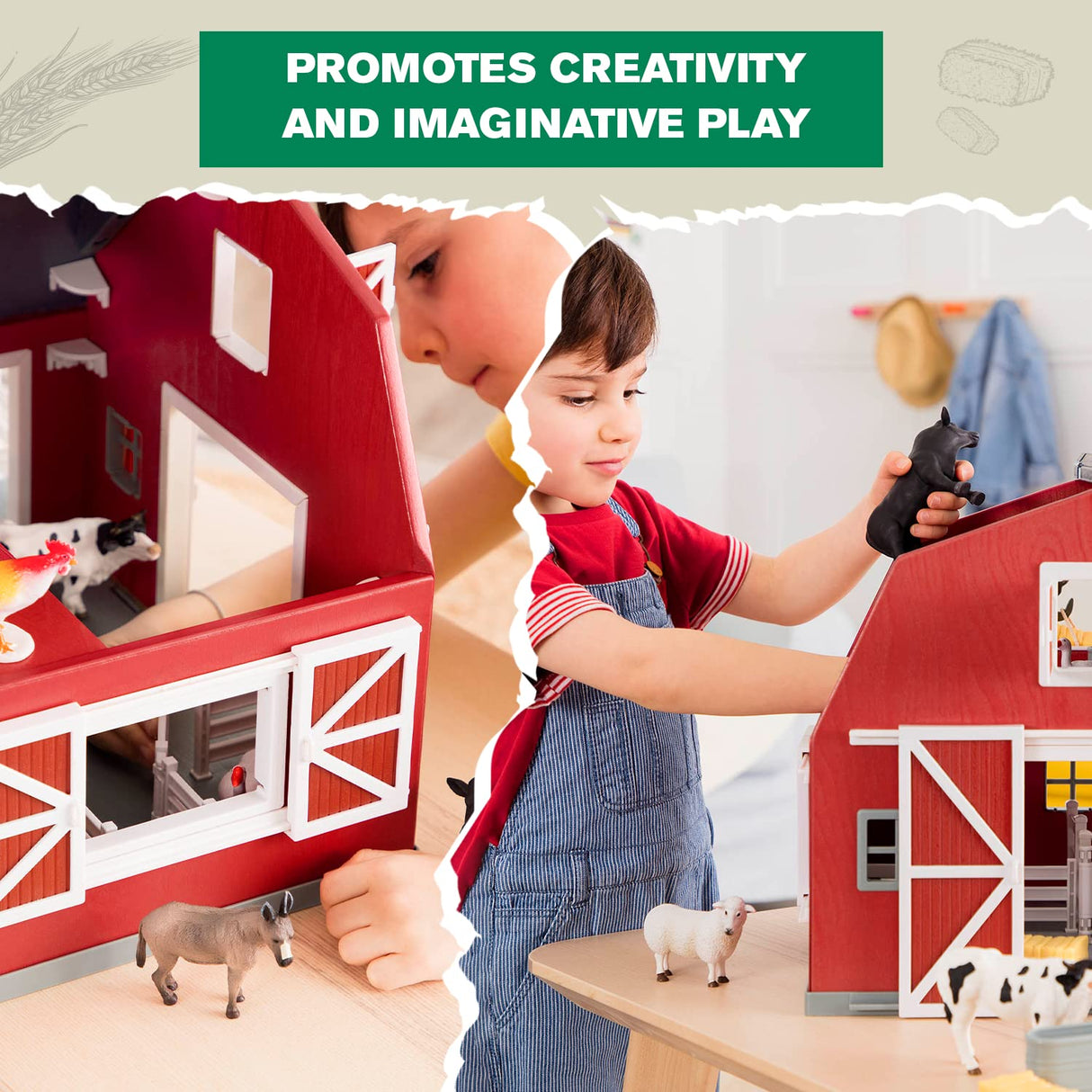 Terra By Battat - 20 Pcs Wooden Animal Barn Toy - Farm Toy Set - Pretend Play Toys For Kids and Toddlers Ages 3+ TERRA BY BATTAT