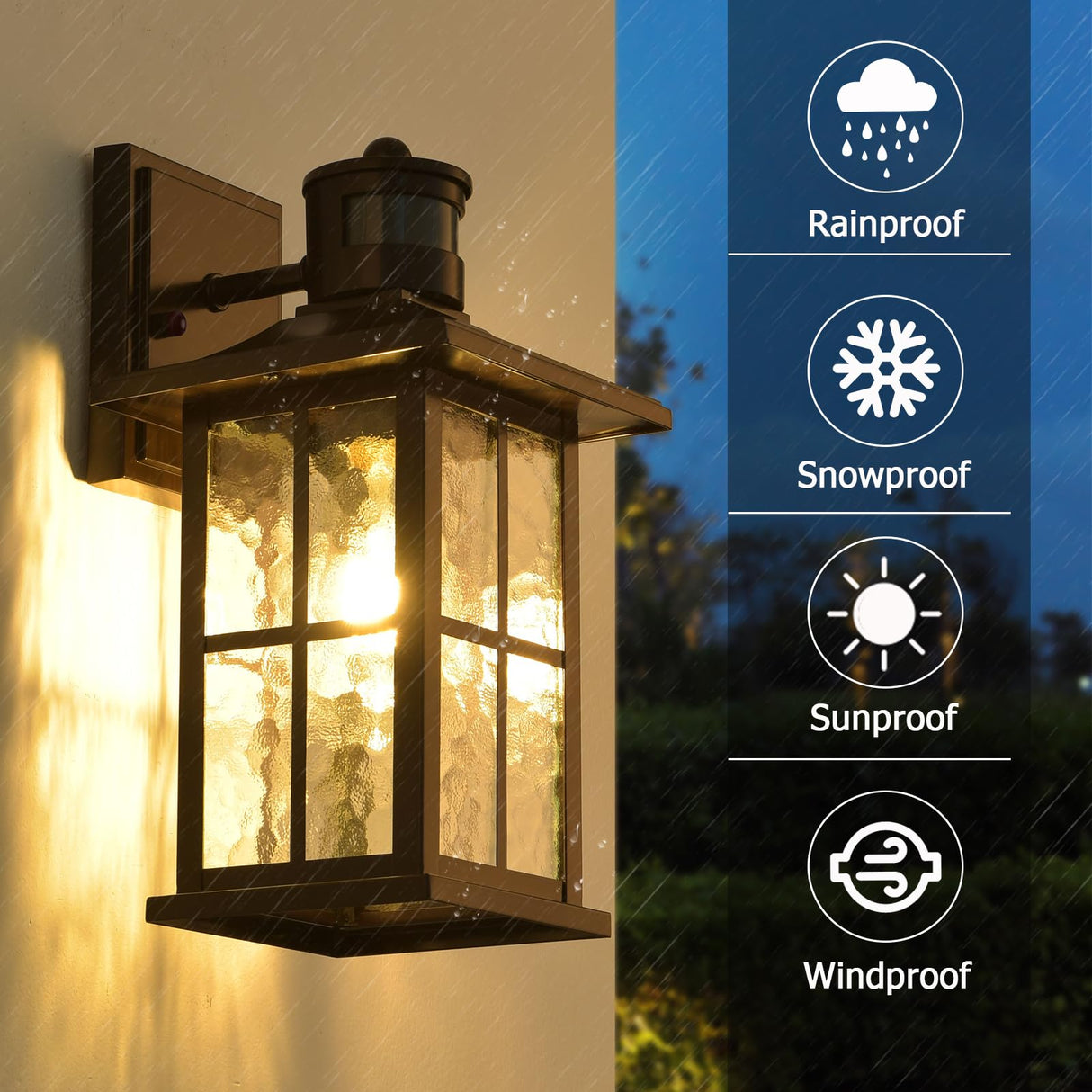 FLEDAVID Motion Sensor Outdoor Wall Lantern Dusk to Dawn Exterior Porch Light Fixture Brown Outside Garage Sconce Lighting Waterproof Farmhouse Wall Mount Carriage Lamp for House Patio Doorway FLEDAVID