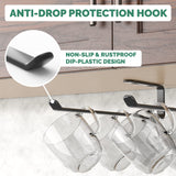 Amazer Coffee Mug Holder Under Cabinet 3 Pack, Metal Sturdy Mug Rack Under Shelf Organizer, Display Hanging Cup Storage Hooks for Bar Kitchen Utensils/Wine Glasses/Tea Cup, Black Amazer