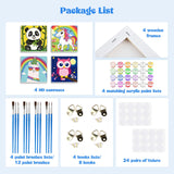 MXJSUA 4 Pack Cute Cartoon Animals Paint by Numbers Kit with Framed Canvas for Ages 6-12 Kids, Paint by Numbers Kits for Children Beginners, Acrylic Oil Painting for Home Wall Decor Gift (8x8 inch) MXJSUA