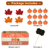 Whaline Fall Decorations for Home Indoor Fall Thanksgiving Table Decor Wooden Crate with Pumpkin Maple Leaf Wood Frame Small Blackboard Farmhouse Fall Kitchen Tiered Tray Decor Mantle Shelf Desk Whaline
