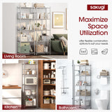 Sakugi Storage Shelves - Set of 2, 5-Tier Metal Shelf Organizer, Space-Saving Garage Shelving with Leveling Feet, Standing Shelves Organizer for Kitchen, Laundry, Pantry (18.4"x12.6"x57.4", Silver) Sakugi