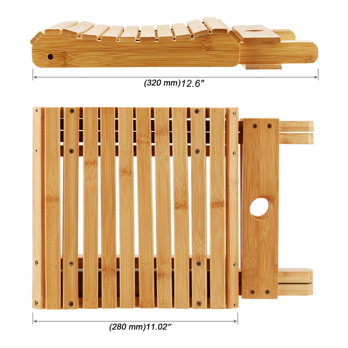 MOUYAT 2 Pack 12 Inch Bamboo Folding Stool, Bamboo Foldable Foot Step Stool, Natural Bamboo Shower Bench Seat Toilet Stool for Bathroom Showers, Saunas, Fishing, 11 x 11 x 12.6 Inch MOUYAT