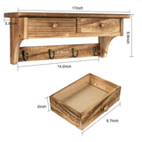 Emfogo Rustic Wood Coat Rack with Shelf & Hooks - Farmhouse Wall Mounted Coat Rack for Entryway, Mudroom, Bedroom, Kitchen, Bathroom (Brown) Emfogo