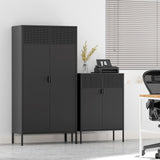 Ustamio 71 Inches Black Metal Storage Cabinet with Doors and Shelves, 5 Tier Kitchen Pantry Cabinet, Metal Cabinet for Home Office, Dinning Room, Laundry Room, Living Room, Bathroom and Utility Room Ustamio