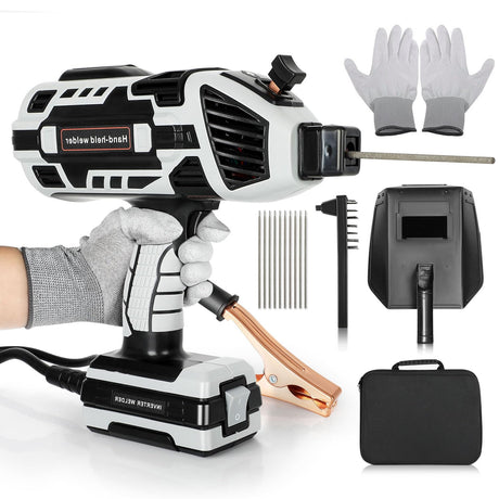 Portable Welding Machine, 110V Handheld Welder Machine with IGBT Inverter 6 Variable Current Adjustment 20-120Amp Output Portable ARC Welding Machine for 1/16"-1/8" All Size Welding Rod FAHKNS