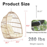 BRIGHTREE Wicker Egg Chair Without Stand,Indoor Outdoor 360 Swivel Hanging Egg Chair Rattan Patio Basket Chair no Stand Foldable Hammock Egg Chair with Cushion for Bedroom Balcony BRIGHTREE