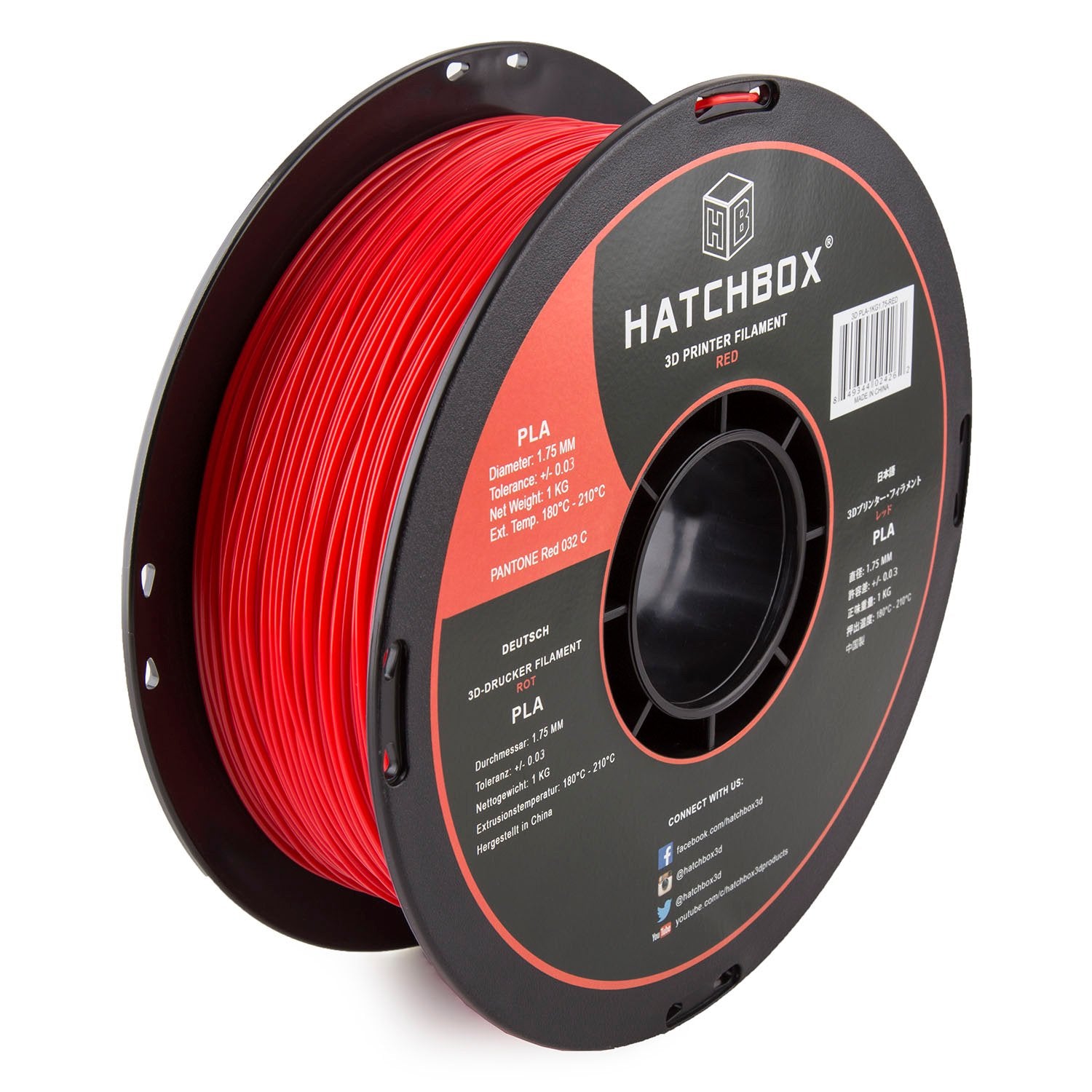 HATCHBOX 1.75mm Red PLA 3D Printer Filament, 1 KG Spool, Dimensional Accuracy +/- 0.03 mm, 3D Printing Filament - WoodArtSupply