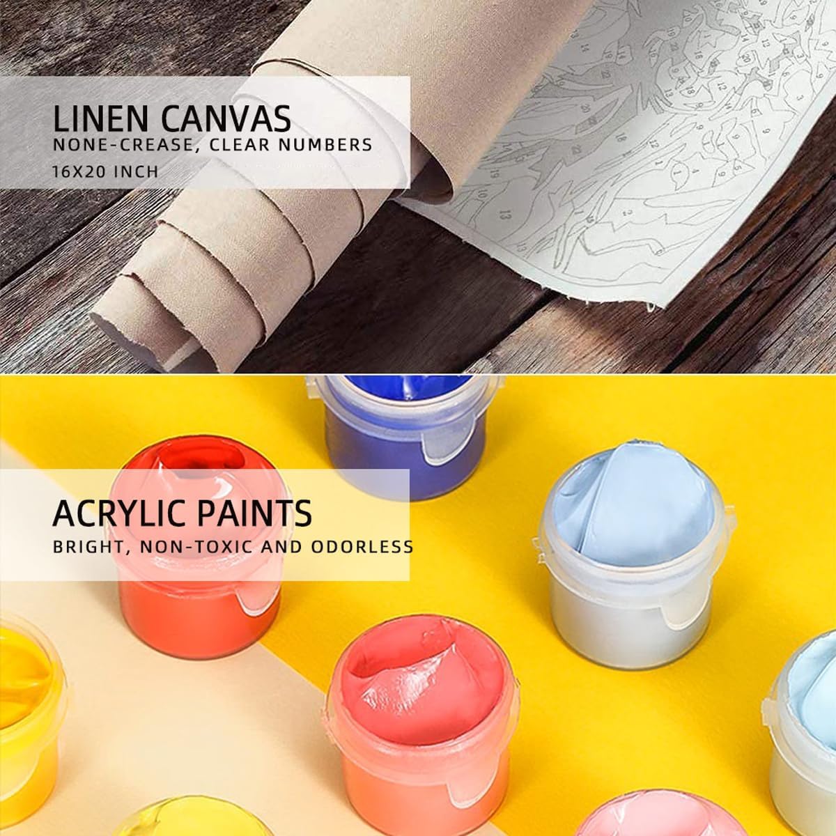 Maomaomi Paint by Numbers DIY Acrylic Painting Kit for Kids & Adults Beginner – 16" Wx20 L Colorful Horse Head Pattern Maomaomi