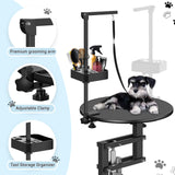 PullaFun 24" Electric Dog Grooming Table, Adjustable Overhead Arm Dog Grooming Table, Rotating Desktop Pet Grooming Table, Suitable for Household Dogs, Non-Slip Table, Black PullaFun