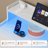 Furnulem Tall Chest of Drawers for Bedroom,5 Drawer Dresser with Charging Station and LED Light,Wood Deep Slide Drawer for Clothes,Blanket in Living Room, Closet,Entryway,White Dresser Furnulem