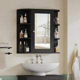 TEENFON Medicine Cabinet Mirror with Door & Adjustable Shelves, Bathroom Medicine Cabinet with Mirror, Medicine Cabinets for Bathroom, Black TEENFON