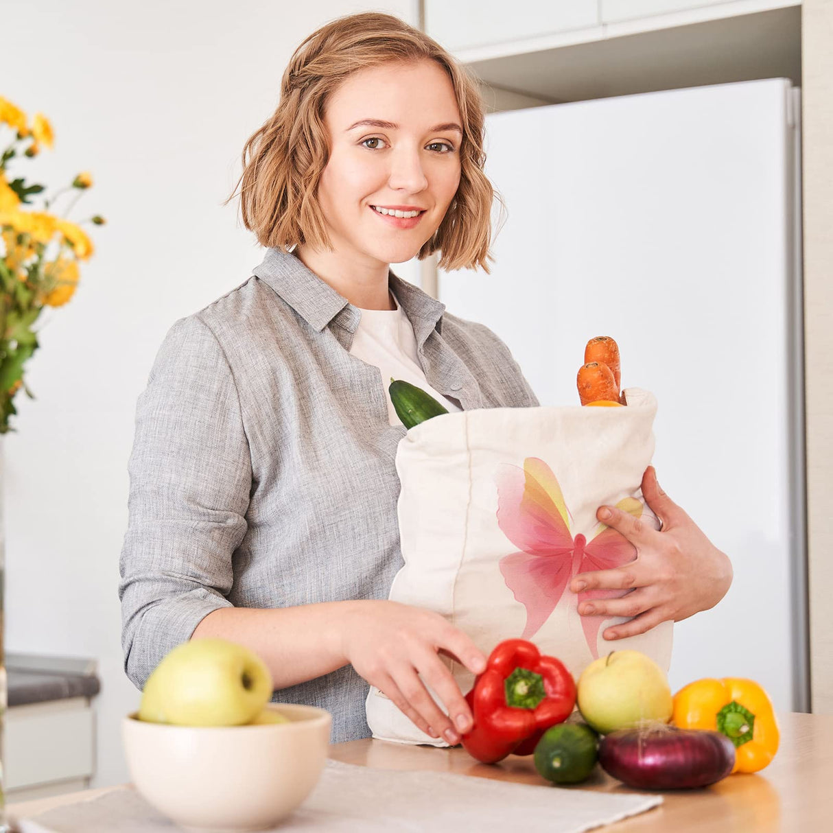 40 Pcs Canvas Tote Bags Bulk Sublimation Blank Canvas Bags Natural Cotton Tote Bags Reusable Grocery Bags Cloth Bags Large Shopping Bag and PTFE Sheet for Iron on Heat Transfer DIY Craft Gift, White Saintrygo