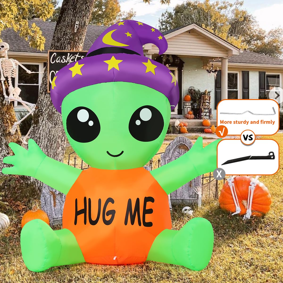 COMIN 5 FT Halloween Inflatables Alien Baby Outdoor Decorations Blow Up Yard with Built-in LEDs for Indoor Party Garden Lawn Decor COMIN