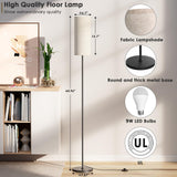 Karjoefar Floor Lamp for Living Room, Modern Standing lamp with Remote Control, Stepless Dimmable 9W Bulb & Beige Lampshade Included, Black Pole Tall Floor Lamp for Bedroom Office Karjoefar
