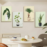 Fountor 4 Pack Framed Paint by Numbers Kit for Adults Beginners with Wooden Easel, DIY Green Plant Paint by Number Kit with Frame, Simple Plants Painting by Numbers for Home Wall Decor, 8x12 inch Fountor