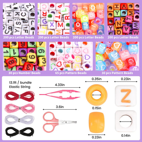 Pizooro Bracelet Making Kit 2400 Pcs Bracelet Beads, 56 Colors Pony Beads in Bead Organizer, 1400 Kandi Beads + 1000 Letter Beads, Jewelry Craft Supplies for Friendship Bracelets, DIY Gifts for Teens Pizooro
