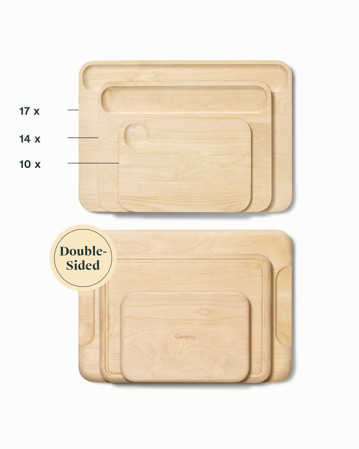 Caraway Cutting Board - Medium (14 x 10”) - Double Sided Wood Cutting Board - Made From FSC-Certified Birch Wood - Food-Safe Mineral Oil & Wax Finish Caraway