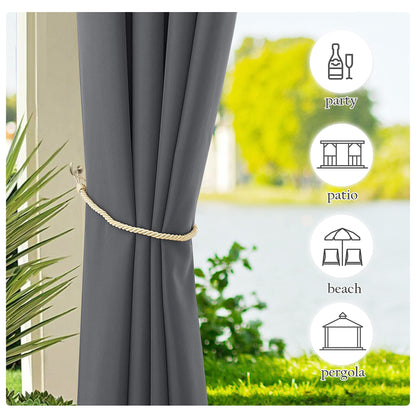 NICETOWN 2 Panels Outdoor Patio Curtains Waterproof, Tab Top Thelmal Insulated Privacy Indoor Outdoor Living Dividers Vertical Drapes for Gazebo/Dock, Grey, W55 x L84 - WoodArtSupply