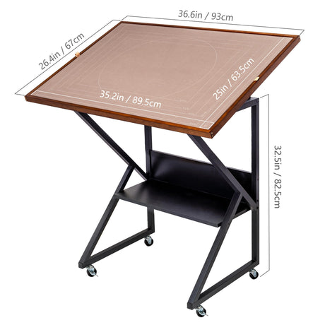 Lavievert Jigsaw Puzzle Table with Cover and Angle & Height Adjustment, Detachable Double-Sided Puzzle Board with Auxiliary Line, Tilting Table with Storage Shelf & 4 Casters for Up to 1500 Pieces LAVIEVERT